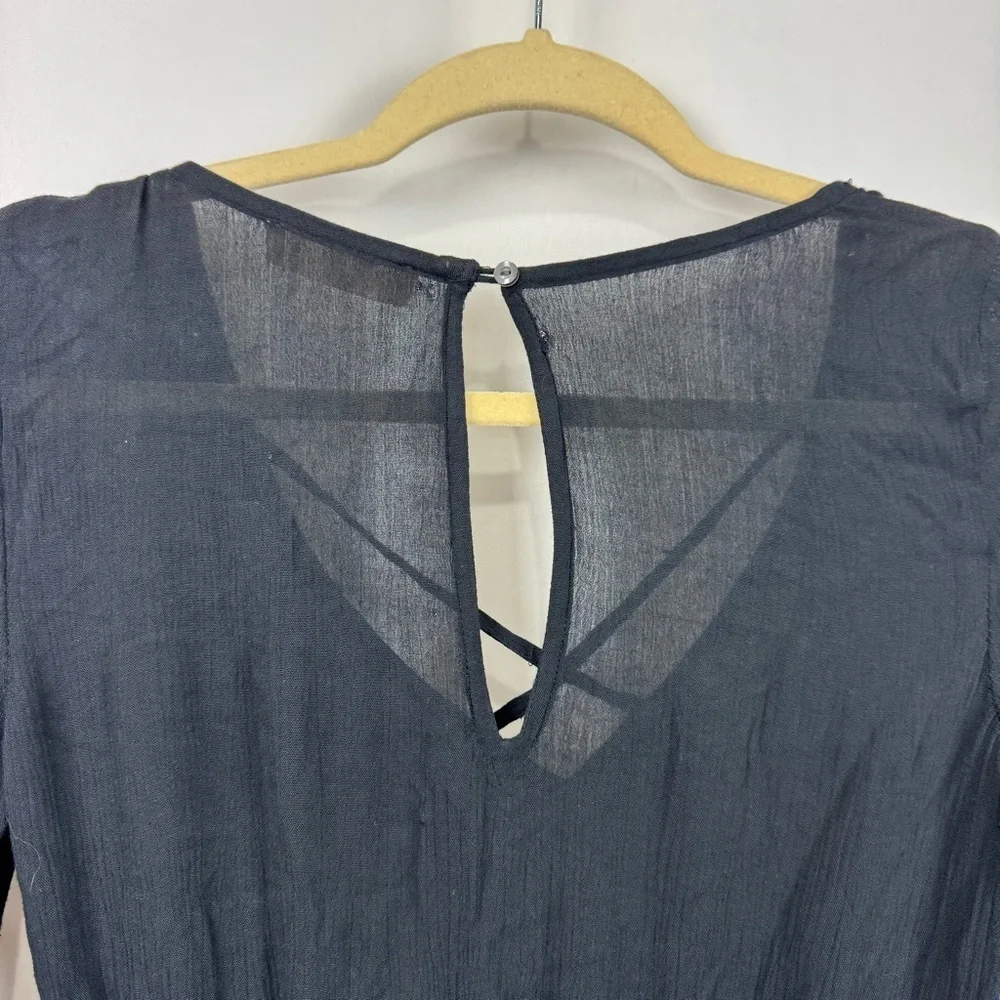 Hollister Sz XS Black Long Sleeve Bell Sleeves Short Romper Viscose Whimsigoth